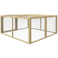 PawHut Enclos Lapin Extérieur Cage Lapin Intérieur Pliable Toit Ouvrant Total Poignée 1,44㎡ 120x120x57cm Naturel(m-1)