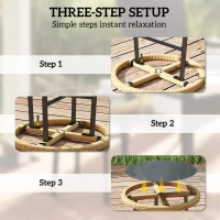 Outsunny Table Basse Ronde de Jardin, Table d'Appoint Exterieur en Résine Tressée et Plateau en Verre Trempé, 46x46x43cm, Naturel(m-7)