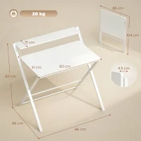 HOMCOM Compact Folding Desk for Small Spaces with Storage Shelf for Home Office, White(m-3)