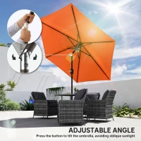Outsunny 2.6 m Garden Parasol Umbrella with Aluminium Pole, Outdoor Patio Umbrella with Tilt and Crank, Vent, Orange(m-5)