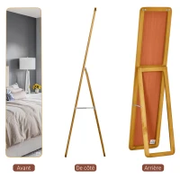 HOMCOM Large rectangular full-length mirror, 37 x 160 cm - freestanding or wall-mounted mirror - for bedroom, living room and dressing room, light walnut(m-4)