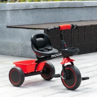 AIYAPLAY Tricycle pour enfant évolutif avec siège réglable pédales 2 paniers ceinture pour enfant de 2 à 5 ans rouge et noir(m-10)