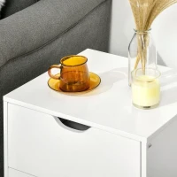 HOMCOM Bedside Table, Bedside Cabinet with 2 Drawers, Side End Table with Pine Wood Legs for Bedroom Living Room, White(m-9)