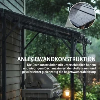 Outsunny Grillpavillon 2,44 x 1,48 m Gartenpavillon mit Pultdach, Gartenlauben mit UV-Schutz 50+ Dunkelgrau(m-4)