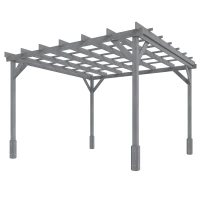 Outsunny 3 x 3 m Wooden Pergola Kit, Decorative Garden Gazebo Shelter with Stable Structure for Climbing Vines, Grey(m-11)