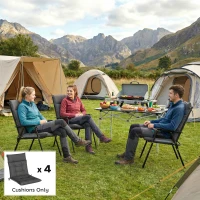 Outsunny Patio Chair Cushions Set of 4, Waterproof Non-Slip Lounge Chair Cushions, 112x53cm, Dark Grey(m-8)