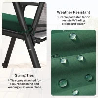 Outsunny Set of 6 Chair Cushion Seat Pads Dining Chair w/ Straps, Indoor Outdoor Removable Tie On Garden Patio, Green(m-5)