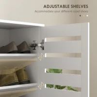 HOMCOM Narrow Shoe Cabinet for Entryway, 5-Tier Slim Shoe Storage Cabinet with 2 Slatted Doors and Adjustable Shelves(m-6)