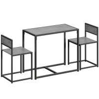 HOMCOM 3 Piece Table Stool Set - Charcoal Grey Wood-Effect