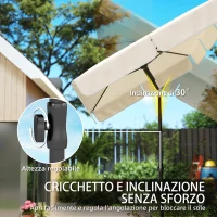 Outsunny Ombrellone Rettangolare con 3 Inclinazioni, in Metallo e Poliestere, 183x122x222 cm, Beige(m-6)