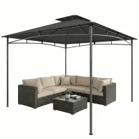 Outsunny Gazebo da Giardino Gazebo da Esterno Doppio Tetto 3x3 m Grigio Scuro(m-11)