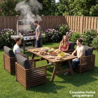 Outsunny Ensemble de 4 coussins pour salon de jardin 2 pour assise 56x52x7cm 2 pour dossier 56x45x17cm gris foncé(m-9)