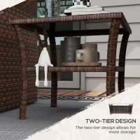 Outsunny Two-tier PE Rattan Square Coffee Table - Brown(m-5)