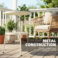 Outsunny Stolik pomocniczy Ø36 cm, stolik balkonowy z metalu, stolik tarasowy, okrągły stolik na taras, balkon, kremowy(m-6)