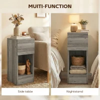 HOMCOM Set of Two Modern Storage Bedside Tables - Grey(m-6)