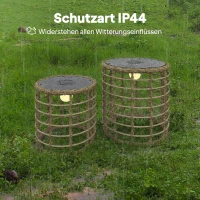 Outsunny Solar Stehlampe 2er Set Rattan Solarlampen mit Lichtsensor LED Solarleuchte im Boho-Stil IP44(m-8)