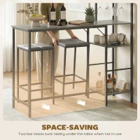 HOMCOM 3 Piece Breakfast Bar Table and Stools Set, Washed Grey(m-8)