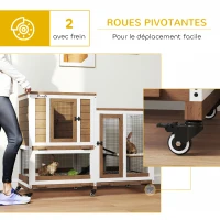 PawHut Clapier lapin intérieur cage lapin en bois design de luxe 3 niveaux avec 3 plateaux amovibles 110 x 50 x 86 cm marron(m-7)