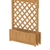 Outsunny Floreira com Treliça de Madeira com 2 Caixas Dobráveis Base de Ripas Vaso Elevado 73x70x170 cm Madeira(m-8)