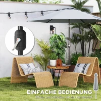 Outsunny 3 m Sonnenschirm mit Schutzhülle, Outdoor-Marktschirm mit Neigefunktion und Kurbel, Windöffnung, Grau(m-8)