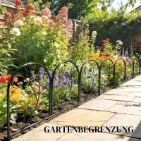 Outsunny Gartenzaun Zaun aus Metall 80 x 60 cm Dekorativer Gitterzaun Set mit Fuß für Garten Blumenbeete Tierbarriere Schwarz(m-8)