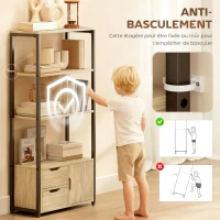 HOMCOM Bibliothèque style industriel 3 étagères placard porte 2 tiroirs 58 x 24 x 122 cm effet bois naturel acier noir(m-6)