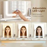 HOMCOM Multi-Storage Elegant Dressing Table, with LED Mirror - White(m-4)