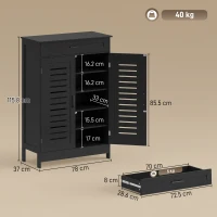 HOMCOM Shoe Cabinet with Louvered Doors, Modern Shoe Storage Cabinet with Drawer and Adjustable Shelves, Black(m-3)