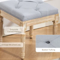 HOMCOM Vintage Foot Stool, Tufted Square Footrest with Wood Legs, Light Grey(m-4)