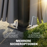 Outsunny Gartenpavillon ca. 3,6x3m Aluminium Pavillon mit 6 mm Polycarbonat-Doppeldach Moskitonetz 4 Seitenteile Dunkelgrau(m-8)