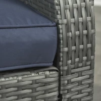 Outsunny Six-piece Outdoor Rattan Dining Set, Outdoor Sofa Set with Reclining Armchairs and Mental Frame, Blue(m-10)