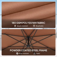 Outsunny 2.45m Overhanging Cantilever Parasol, with Cross Base - Brown(m-5)