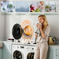 HOMCOM Sèche-linge à évacuation portable 2,5 Kg, sèche-linge électrique 400/800 W, 5 modes de séchage, 48 x 44 x 57 cm, blanc(m-5)