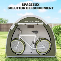 Outsunny Tente à Vélo Abri de Vélo Portable pour 2 Vélos Imperméable avec poche sac transport Tissu Oxford 200 x 80 x 170 cm vert(m-4)