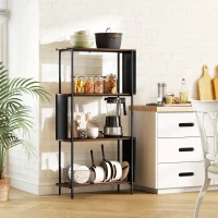 HOMCOM 4-stufiges Regal, freistehendes Regal mit geschwungenem Design, industrielles Bücherregal, braune Holzoptik(m-8)