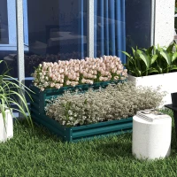 Outsunny Carré potager de jardin fond ouvert 2 étages pour herbes légumes fruits fleurs 120 x 101 x 58 cm vert(m-10)