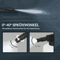 Outsunny Hochdruckreiniger mit Aluminiumpumpe 135 bar Maximaldruck 1800W Leistung 540 L/h 5m Schlauch verstellbare Düse & Griffe(m-5)