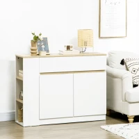 HOMCOM Buffet meuble de rangement avec 2 tiroirs 3 étagères ouvertes et placard 2 portes 110 x 29,5 x 82 cm blanc(m-10)