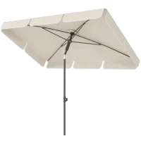 Outsunny Umbrelă Rectangulară cu 3 Înclinații și Manivelă, din Metal și Poliester, 183x122x222 cm, Bej(m-10)