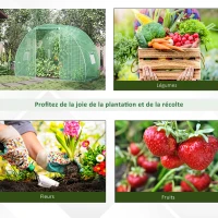 Outsunny Garden Tunnel Greenhouse winter greenhouse Floor Area 4.5 m² dim. 3L x 1.5l x 2H m Reinforced Tubular Frame Zipped Door 2 Roll-up Windows Green(m-7)