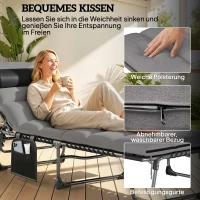 Outsunny Sonnenliege Klappbar tragbar Gartenliege mit 5-fach Verstellbar Rückenlehne gepolsterter Matratze Kopfstütze(m-5)