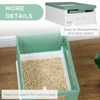 PawHut Hooded Cat Litter Box, Portable Pet Toilet, with Scoop, Front Entry - Green(m-7)