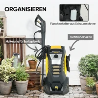 Outsunny Hochdruckreiniger mit Aluminiumpumpe 135 bar Maximaldruck 1800W Leistung 540 L/h 5m Schlauch verstellbare Düse & Griffe(m-7)
