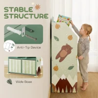 AIYAPLAY Dziecięcy regał na książki z 2 materiałowymi szufladami, dla dzieci w wieku 3-8 lat, 62,5x30x91,5 cm, zielony(m-6)