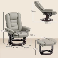 HOMCOM Fauteuil relax inclinable 135° grand confort pivotant 360° avec repose-pieds revêtement synthétique marron(m-3)