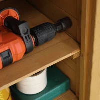 Outsunny Garden shed garden cabinet 3 shelves 2 doors galvanized sheet metal waterproof roof pine wood 75 x 40 x 90 cm yellow(m-9)