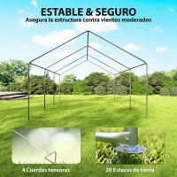 Outsunny Carpa para Fiestas 4x6 m Carpa de Jardín con Paredes Extraíbles 2 Puertas y Ventanas UPF30+ para Boda Gris y Blanco(m-8)