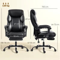 HOMCOM Adjustable Office Chair Reclining Computer Desk Chair with Footrest, Armrest, Casters, Black(m-3)