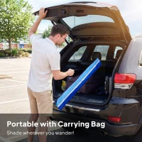 Outsunny Parasol Plażowy Ø198 cm UV30+ z Składanym Stolikiem i Uchwytami na Napoje, Regulowany, Wielokolorowy(m-9)