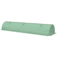 Outsunny Serre de jardin tunnel 5 fenêtres enroulables bâche PE 140 g/㎡ métal époxy 300 x 80 x 45 cm vert(m-11)